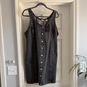 Levi's Black Washed Denim Button-Up Tank Dress